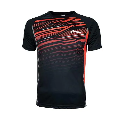 Li-Ning Unisex Black Abstract 100 Percent Polyester Tennis Shirt 5XL