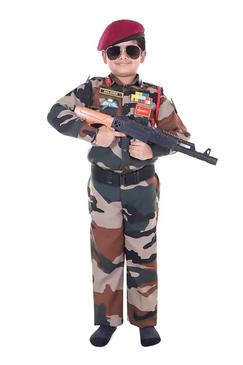 RAJ FANCY DRESSES Army Dress for Kids, Indian Military Soldier, New Army Beret (Adults)