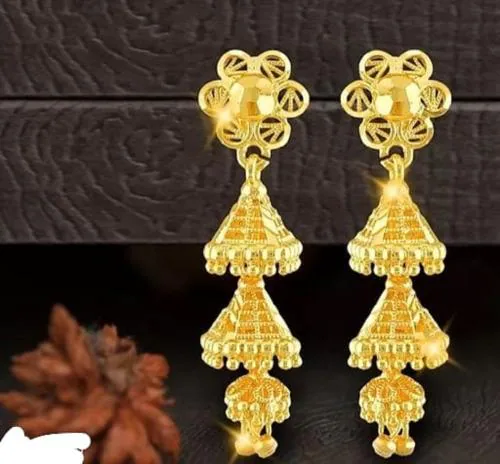 MANVEER ENTERPRISE 1 Gram Gold Earrings German Silver Tops Top Earring Jhumki Jhumkas Jumka Studs