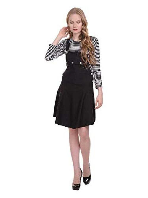 FELLAMO Girls Black Solid Knee Length Dungaree