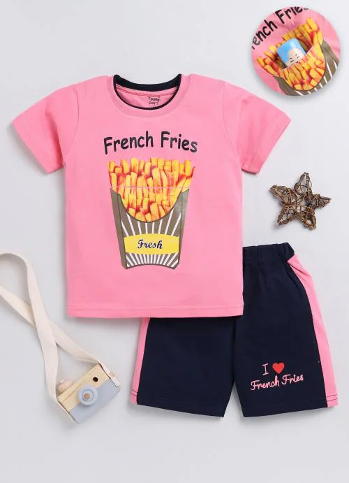 Toonyport 100% Cotton Green Coloured Bharat Printed Shorts and Half-Sleeves T-Shirt Sets For Boys