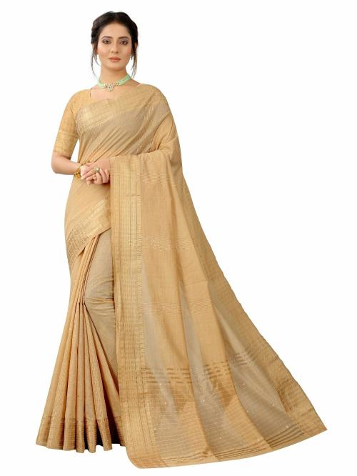 Catchy Forever's Latest Design Chiku Color Cotton Silk Saree