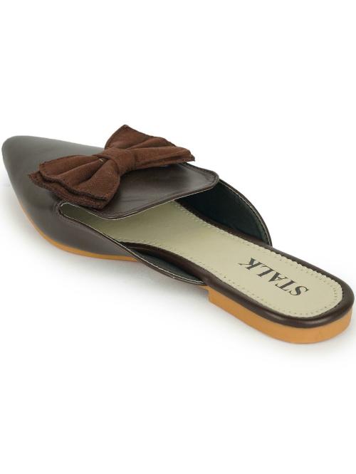 Stalk Bows On Fire Brown Ballerinas