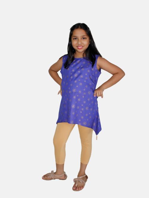 Buy Kiddopanti Girls Short Asymmetric kurta & Solid Capri Legging Set