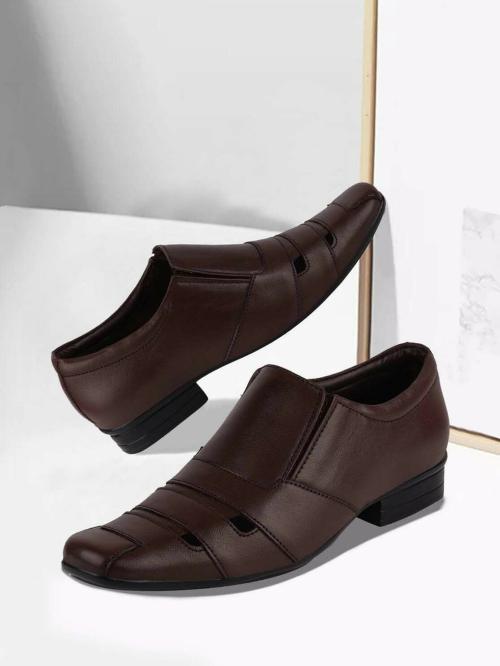 FAUSTO Men Brown Formal Leather Slip-On Shoes (11 UK)