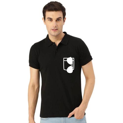 Funky Store Cotton Pocket With Goggles Printed Men's Polo Collar Half Sleeve Tshirt