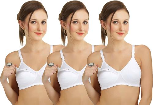 Madam Women White Non Padded Bra 30B (Pack of - 3)