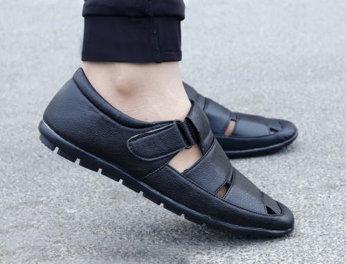 VINET Outdoor formal Casual Ethnic Loafers Party wear Sandal Shoe Casuals For Men (BLACK)