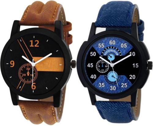 BG DHOLARIYA Analog Multicolor Dial Multicolor Strap Watch For Men (Pack Of 2)
