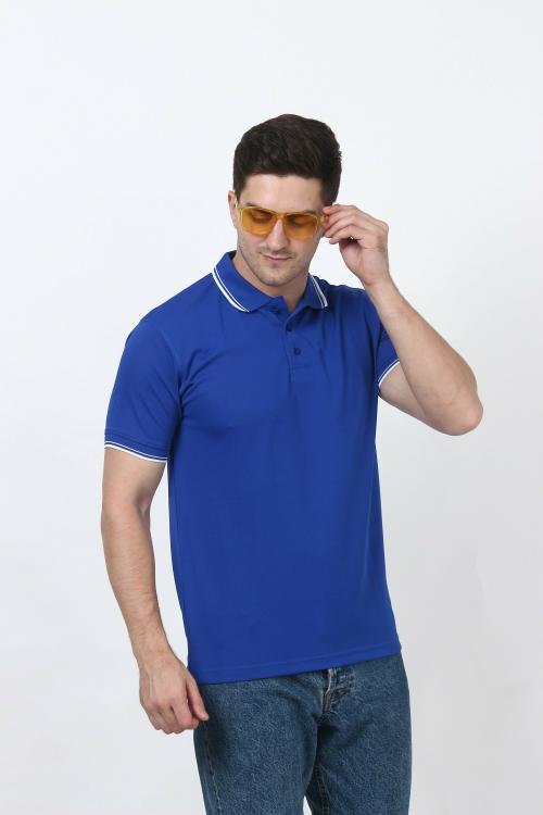 Forest Club Dull Drifit Matty Royal Blue Polo T-shirt With White Tipping, Size - L (40)