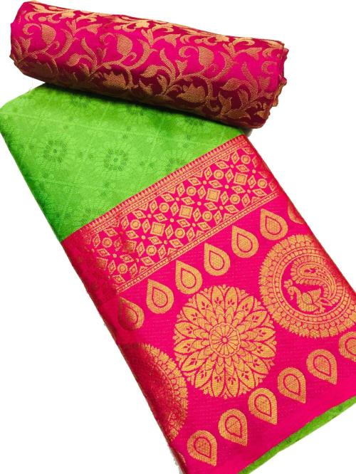 lyunica Green Woven Design Silk Blend Saree With Blouse Piece