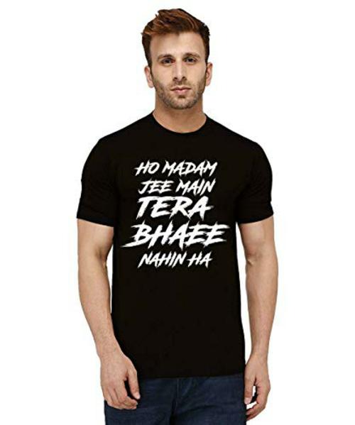 Caseria Men Black Ho Madam Jee Printed Graphic Cotton T-Shirt (L)