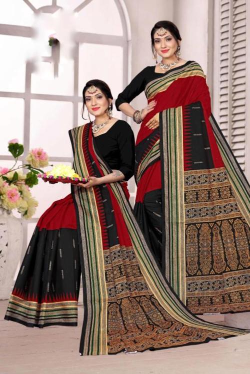 Buy Ethnic Odisha Handloom Women Multicolor Printed Pure Cotton Sambalpuri Saree Online at Best