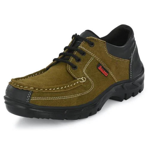 ALLSAFE Genuine Leather Steel Toe Safety Shoes For Men (Olive)