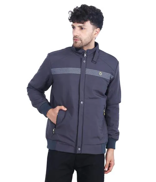 Dollar Casual Solid Bomber Jacket For Men In Grey Color