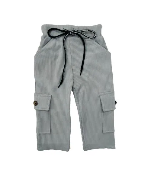 little funky cotton blended casual regular fit solid color cargo pants for trendy kids girls