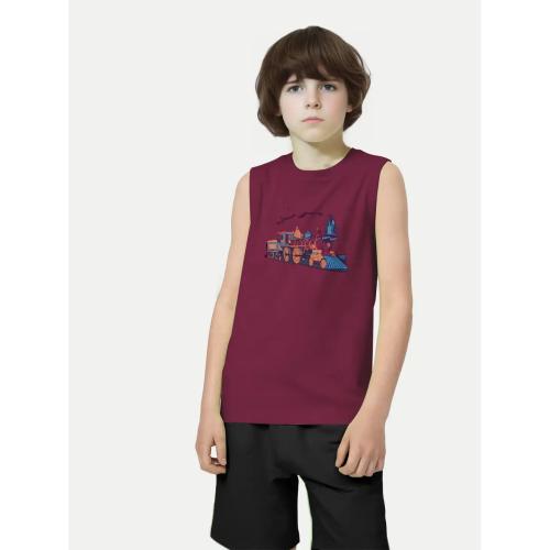 Rad Prix Boys Purple Sleeveless Tanktop with Train print_7-8 Years_Pack of 1