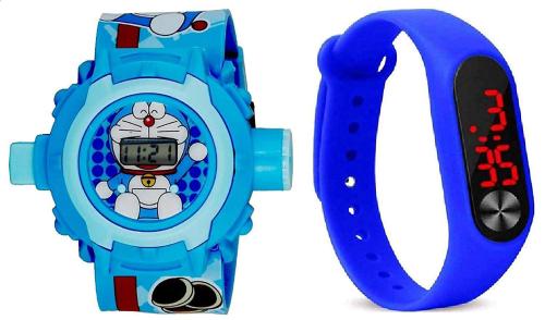 Zest4KidsBlue Dial Strap 24 Photos Cartoon Images Projector Watch With Digital Wrist Band For Kids