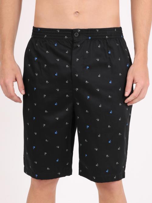 jockey Men Black Assorted All Over Print Cotton Bermuda Shorts