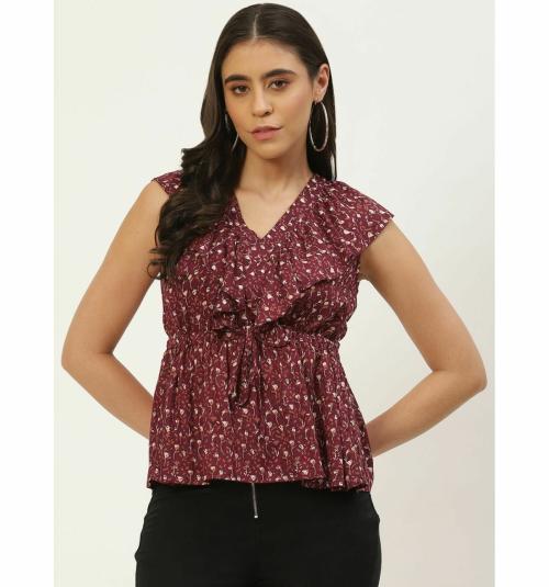 Rue Collection Women's Women Floral Printed Cinched Waist Tops
