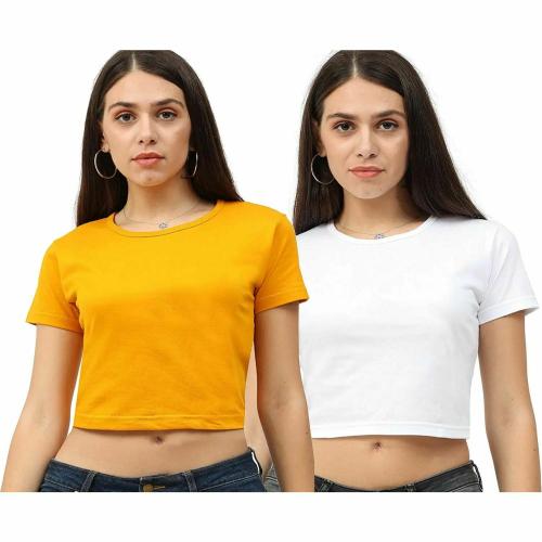 Tik Tok WEARS Casual Solid Women White, Yellow Top ()