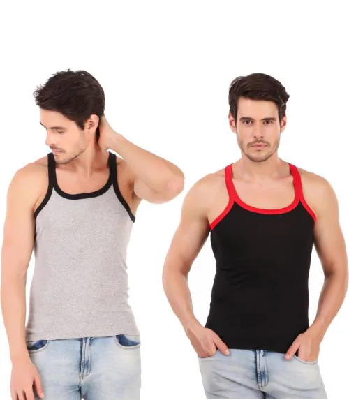 Hap Men's Cotton Muscle Tee Vests (Assorted Colours) Multicolor - Pack of 2_XL
