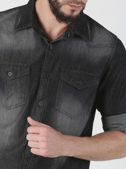 VROJASS Men's Full Sleeves Denim Casual Regular Fit Shirt