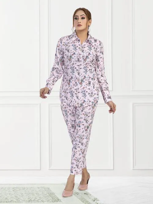 NINO BAMBINO Women's Co-Ord Set/ Top & Bottom Set Two-Piece Outfits for Women- Light Pink-4XL