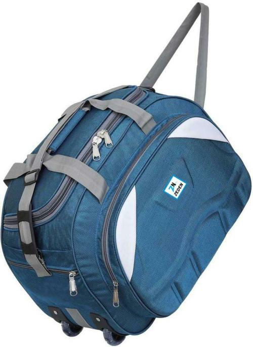 Zeden Green Nylon Duffel Bag With Wheels 55 L