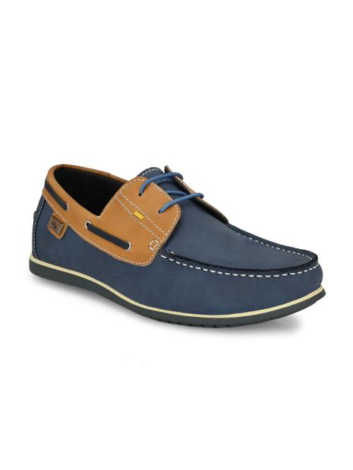 Hitz Blue Leather Boat Shoes for Men