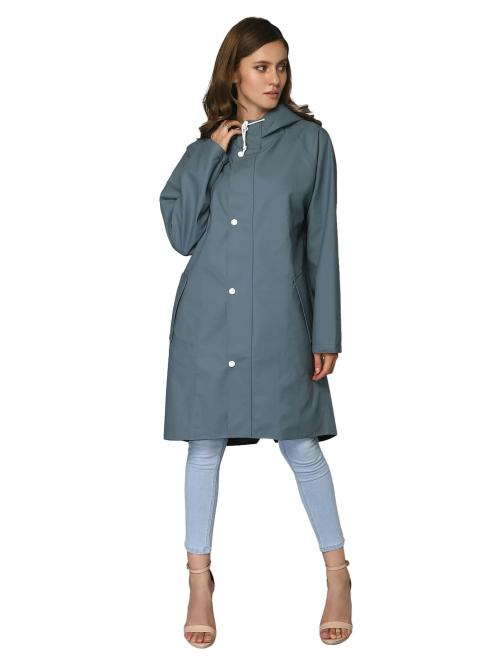 The Clownfish Grey Nylon Tiara Series Raincoats For Women