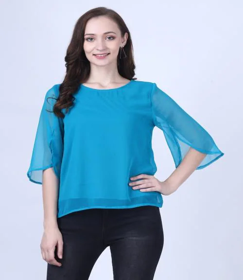 My Swag Women Turquoise Solid Regular Top
