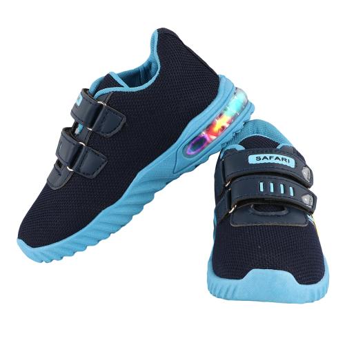 LEVOT HUNTER-4 Kid's Walking Velcro Running Shoes LED Light Shoes Mesh Shoes For Boys & Girls (3.5-4 Years) (SKY BLUE)