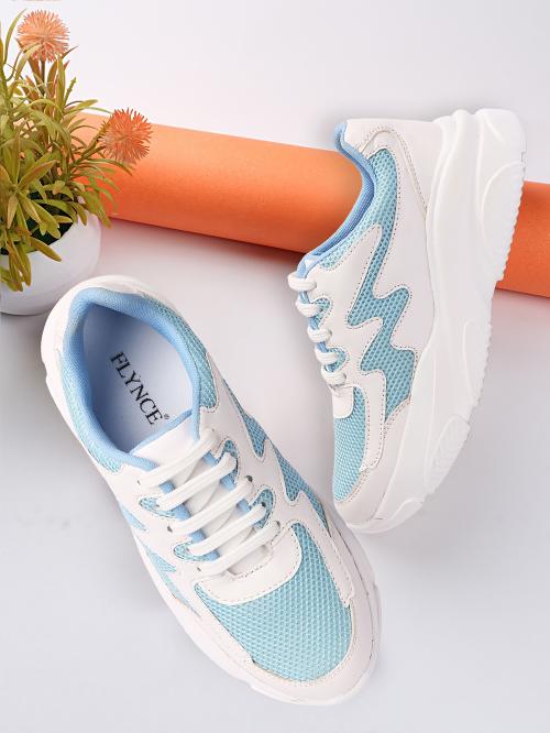 Flynce Comfortable Sneakers for Women and Girls | Fashion Sneakers for Girls | Womens Shoe | Girls Shoe| Casual Snekaers for Women and Girls | Lightweight Sneakers for Women and Girls | Women's Sneakers | Girls Sneakers - 8014-WH-BLU-39