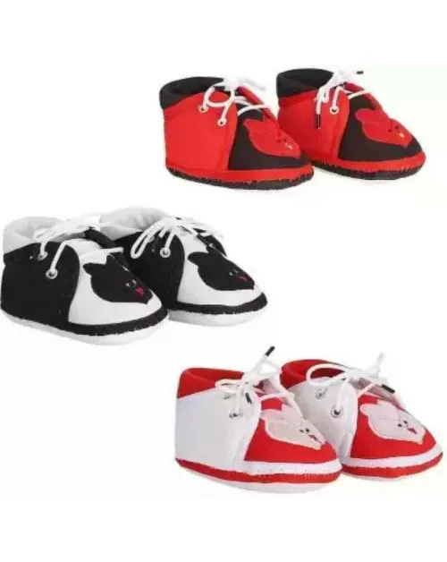 Outlife New Born Baby Soft Fabric Shoes for 3-9 Months Pack of 3 Booties  (Toe to Heel Length - 9 cm, Multicolor)