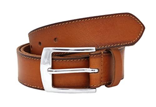 CIMONI Classic Executive Men's Leather Belt | Semi Formal Pure Leather Belt ( Color - Tan Brown, Waist Upto - 38, Genuine Leather Belt)