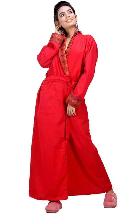 CLYMAA Women Red Fleece Robe (XXL)