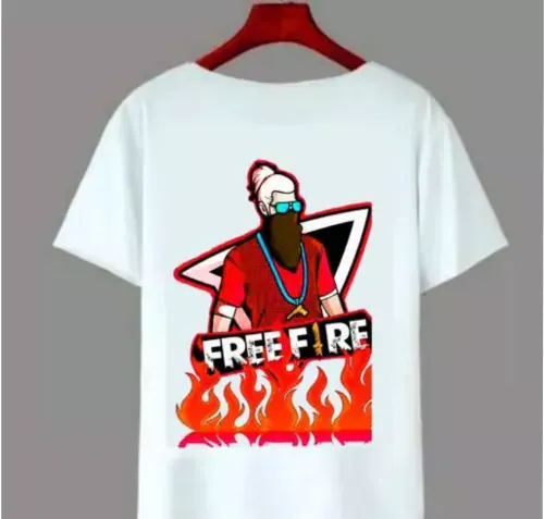Freefire Printed Round Neck White T-shirt for Kids.
