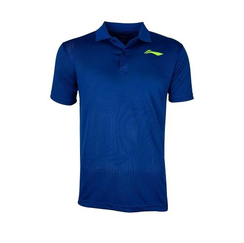 Li-Ning Unisex Royal Blue Solid Polyester Polo Badminton T-Shirt M