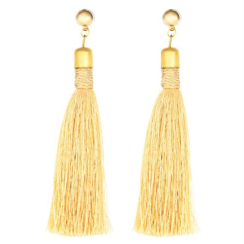 Accessher Brass Girl Gold Tassel Earrings For Women