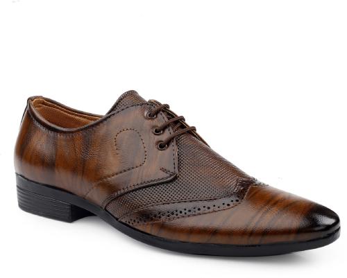 JETFIGHTER Men's Casual Formla Shoes Lace Up For Men (Brown)