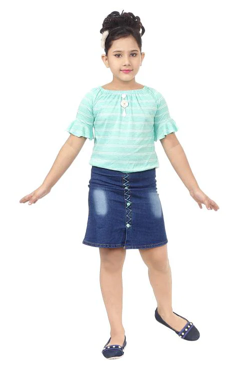 Burbn Blue Top and Skirt Set