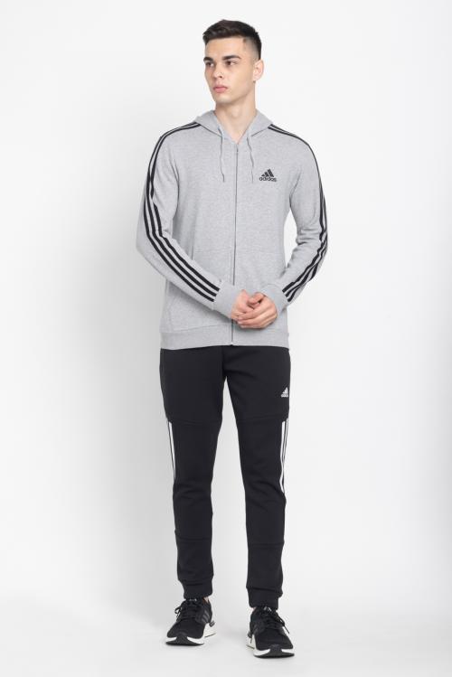 Adidas Men M 3S FT FZ HD Grey Training Track Jacket