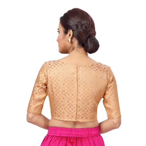 high neck elbow sleeve blouse