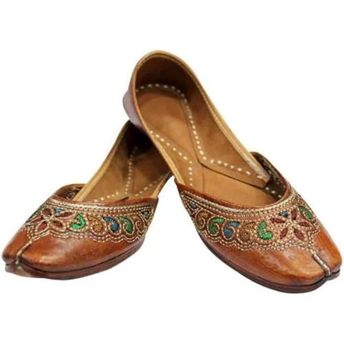 ROVANIQ FASHION | Punjabi Jutti for Ladies Brown Leather Jutti Ethnic Shoes Indian Shoes Jutti Online Mojari Online