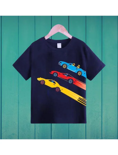 WAAMY69 100 % Cotton Trending Summer Tshirt For Boys&Girls_Navy_5-6 Y