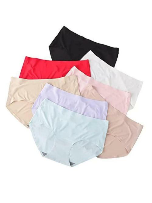 Radha's Women's Cotton Blend B-Smooth High Waist Full Coverage Brief Panty - Seamless, Comfortable Shaping Underwear for Everyday Wear (Pack Of 8) (Colour - Multicolor) (Size - XL)