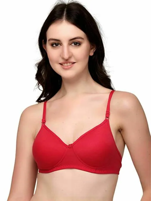 BOOMBUZZ Heavy Padded Bra for Every Day Comfort with Multi Colour and Wide rang of Size(RED)(28A)