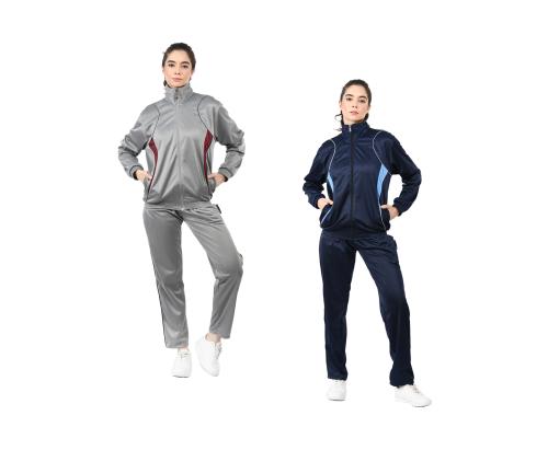 IndiWeaves Women Solid Stylish Polyester Zipper Tracksuits for Winter (Pack of 2) Multicolor2