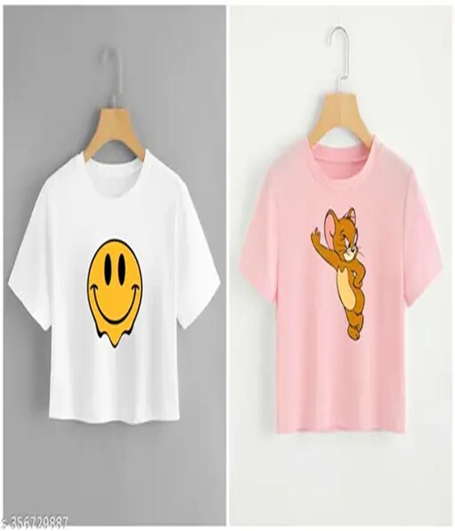 CARTLOST Funky Print Crop Printed Combo Tshirt-S-Multicolor8